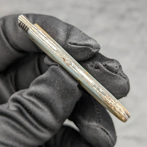 1818 British Antique White Pearl Shell Handle Pure Silver Blade Folding Pen Knife